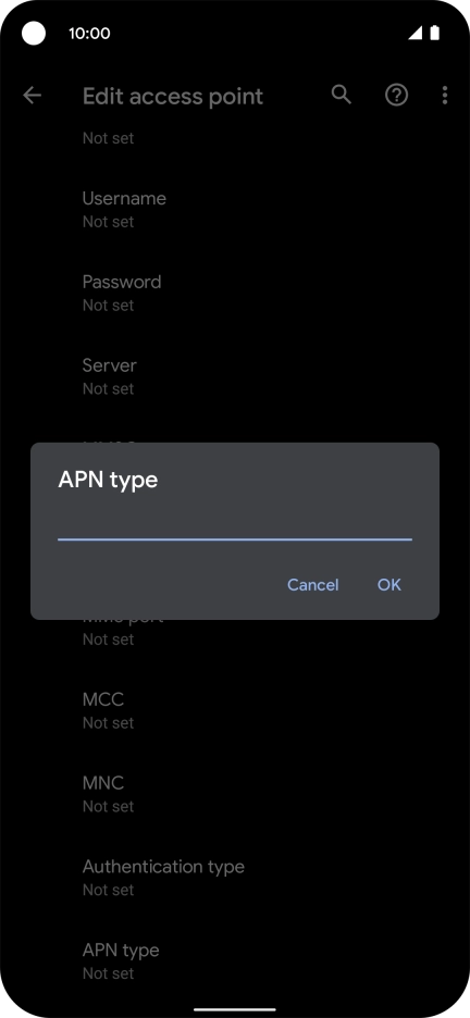 Key in default and press OK. Key in default and press OK.