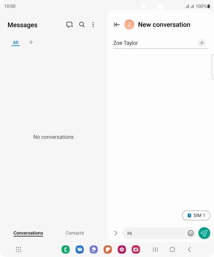 Press the send icon when you've finished your SMS. Press the send icon when you've finished your SMS.