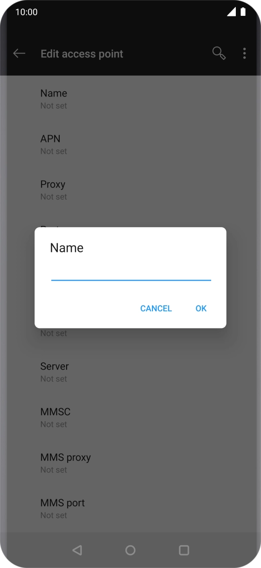 Key in EE Internet and press OK. Key in EE Internet and press OK.