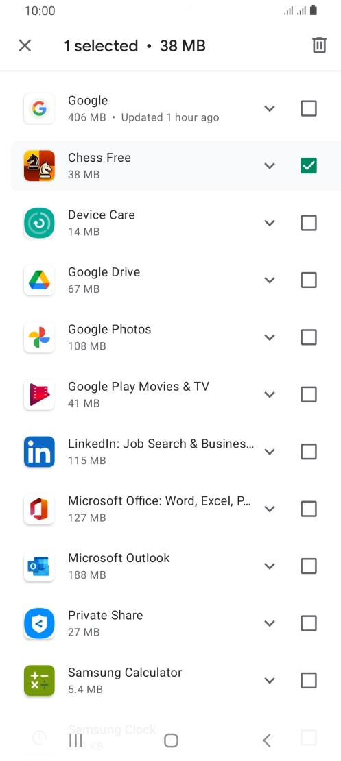 Press the delete icon. Press the delete icon.