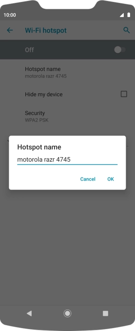 Key in the required Wi-Fi hotspot name and press OK. Key in the required Wi-Fi hotspot name and press OK.