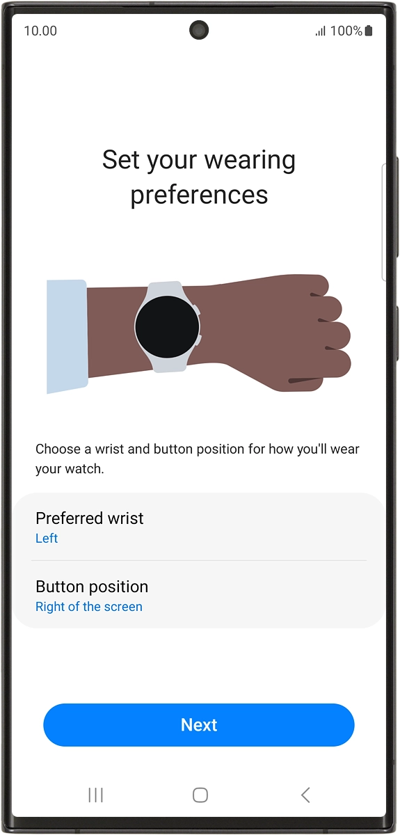 On your phone: Follow the instructions on the screen to select the required settings and press Next. On your phone: Follow the instructions on the screen to select the required settings and press Next.