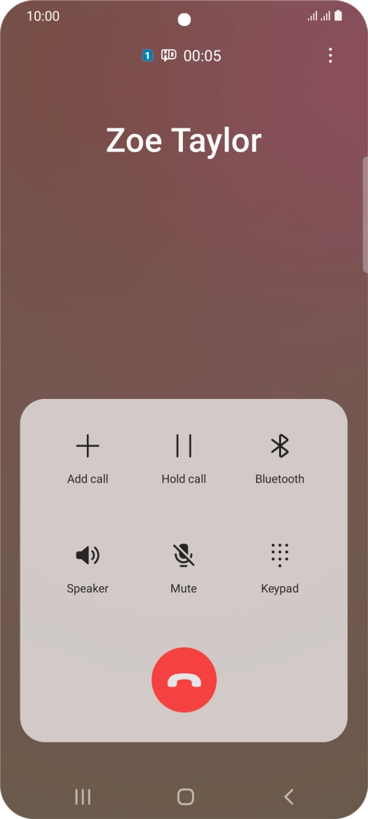 Press the end call icon. Press the end call icon.