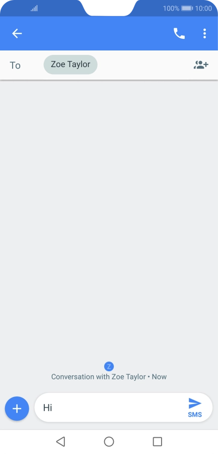 Press the send icon when you've finished your text message. Press the send icon when you've finished your text message.