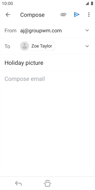 Press the text input field and write the text for your email. Press the text input field and write the text for your email.