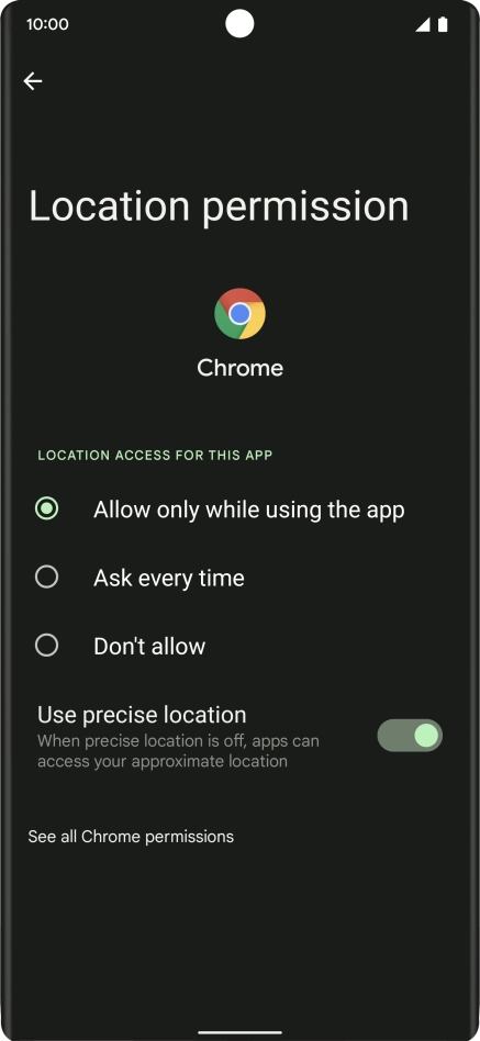 Press the required setting. Press the required setting.