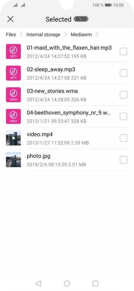 Press the required file. Press the required file.