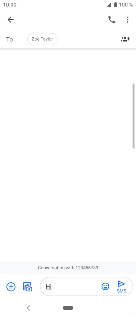 Press the send icon when you've finished your SMS. Press the send icon when you've finished your SMS.