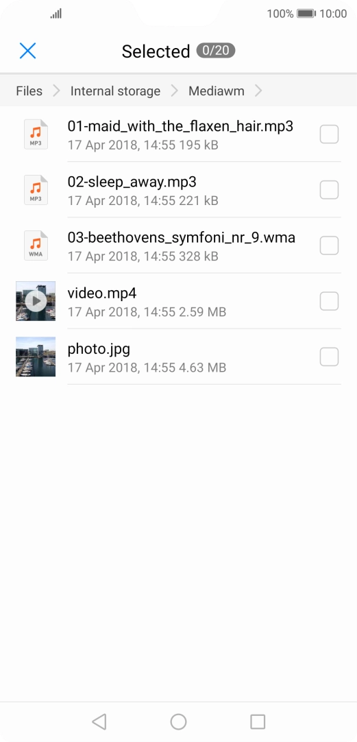 Press the required file. Press the required file.