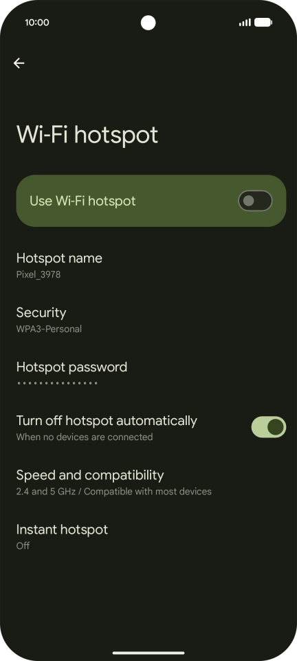 Press Hotspot password and key in the required password. Press Hotspot password and key in the required password.