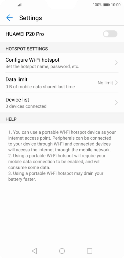 Press Configure Wi-Fi hotspot. Press Configure Wi-Fi hotspot.