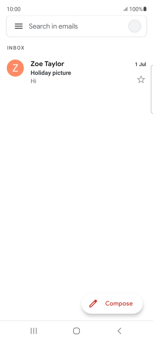 Press the email account icon. Press the email account icon.