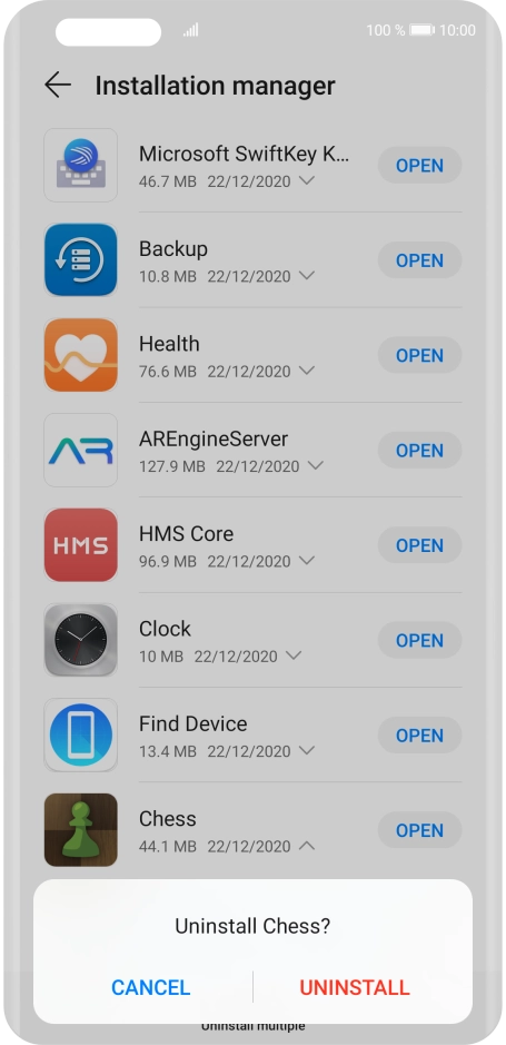 Press UNINSTALL. Press UNINSTALL.