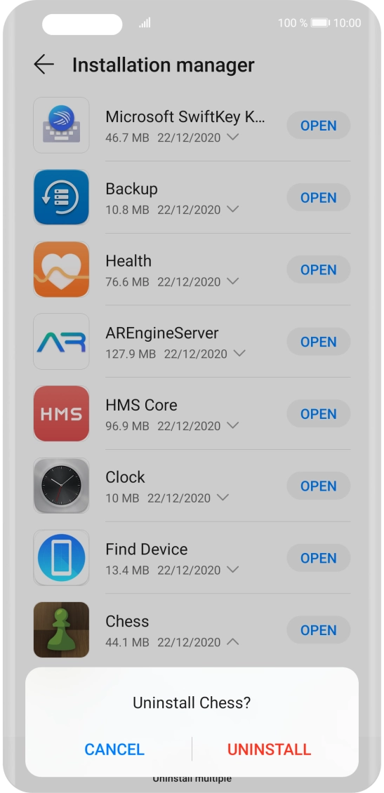 Press UNINSTALL. Press UNINSTALL.