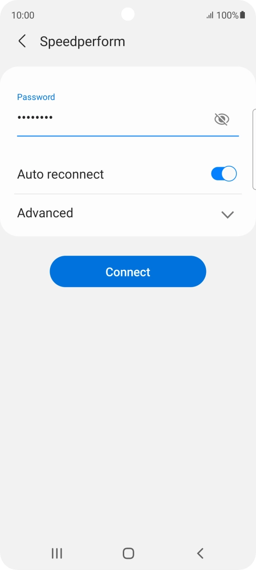 Key in the password for the Wi-Fi network and press Connect. Key in the password for the Wi-Fi network and press Connect.