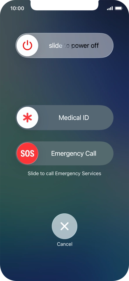 Press and drag the power off icon right. Press and drag the power off icon right.