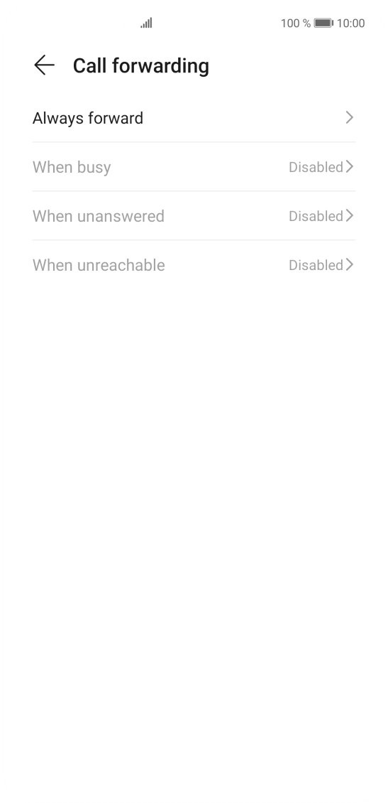 Press the required divert type. Press the required divert type.