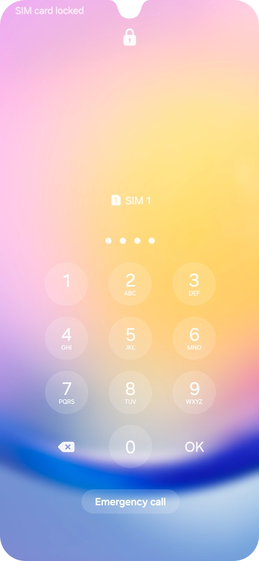 If your SIM is locked, key in your PIN and press OK. The default PIN is 1111. If your SIM is locked, key in your PIN and press OK. The default PIN is 1111.