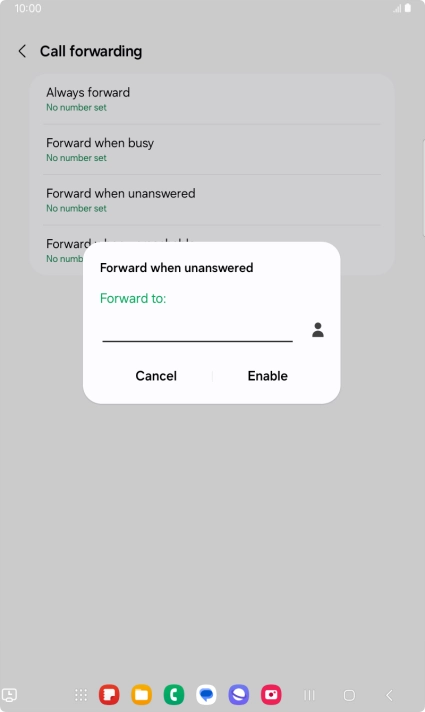 Key in +447953222222 and press Enable. Key in +447953222222 and press Enable.