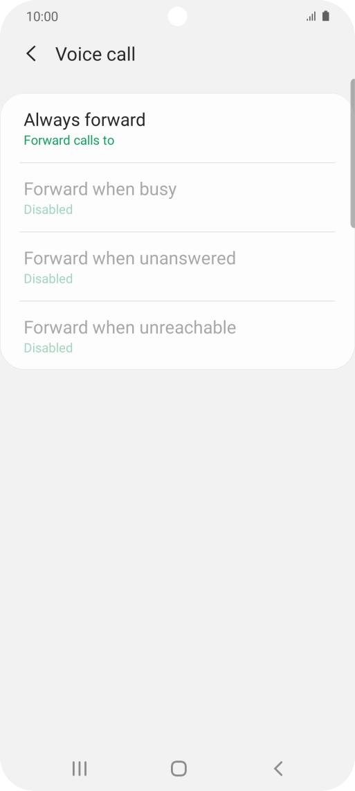 Press the required divert type. Press the required divert type.