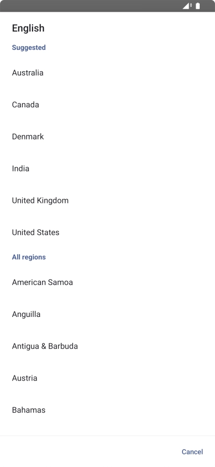 Press the required country. Press the required country.
