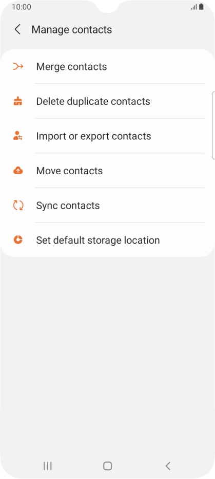 Press Import or export contacts. Press Import or export contacts.