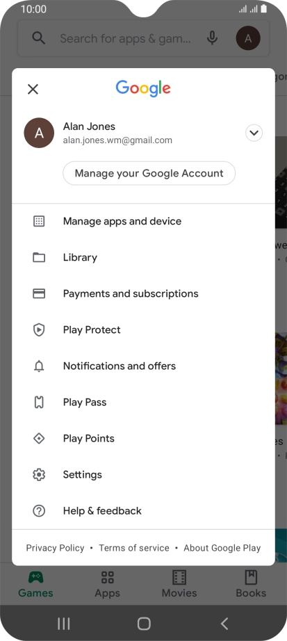 Press Manage apps and device. Press Manage apps and device.