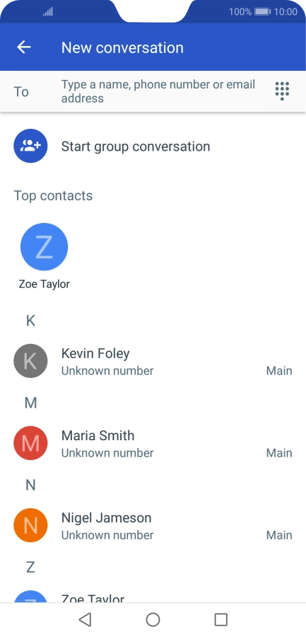 Press To and key in the first letters of the recipient's name. Press To and key in the first letters of the recipient's name.