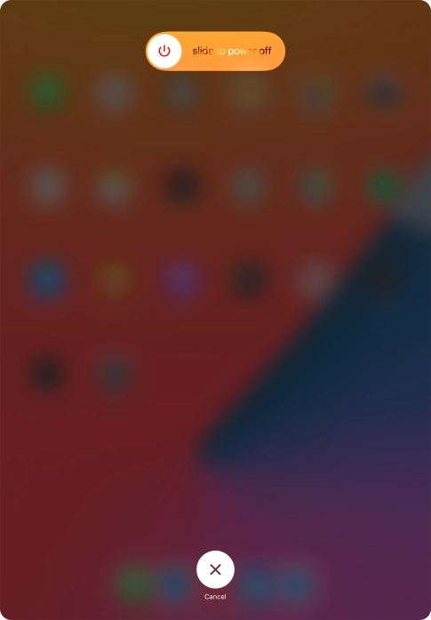 Press and drag the power off icon right. Press and drag the power off icon right.