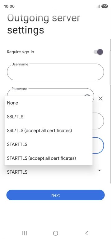 Press SSL/TLS. Press SSL/TLS.