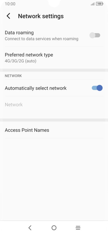 Press Preferred network type. Press Preferred network type.