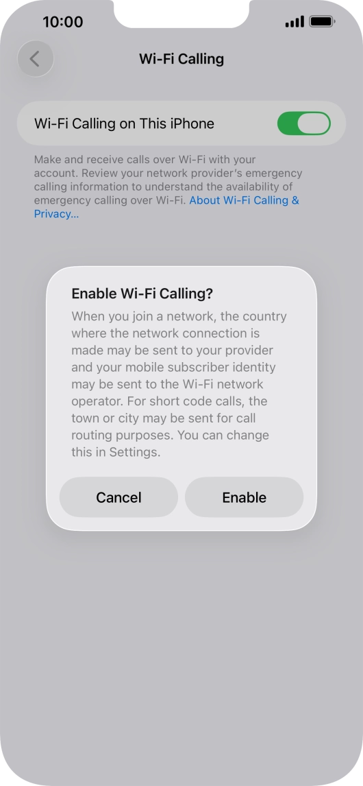 If you turn on the function, press Enable. If you turn on the function, press Enable.