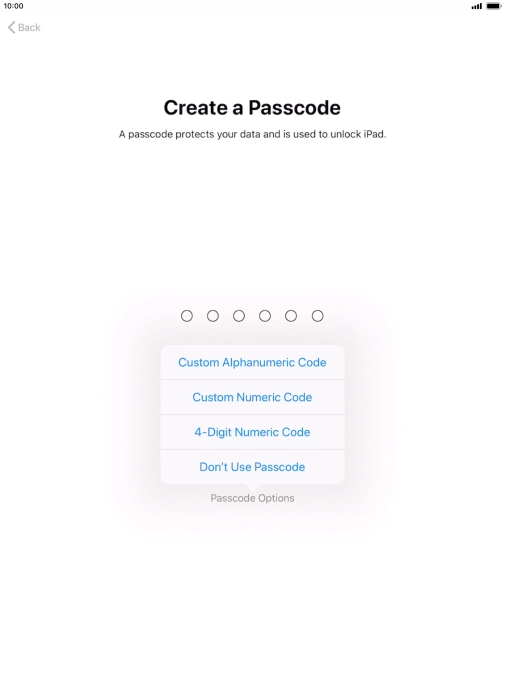 Follow the instructions on the screen to turn on use of lock code or press Don't Use Passcode. Follow the instructions on the screen to turn on use of lock code or press Don't Use Passcode.