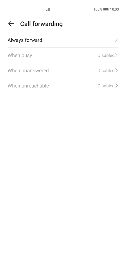 Press the required divert type. Press the required divert type.