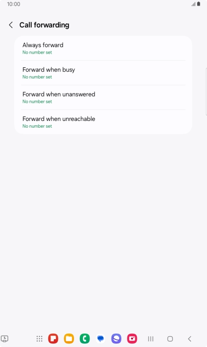 Press the required divert type. Press the required divert type.