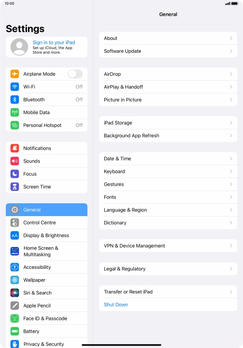 Press Sign in to your iPad. Press Sign in to your iPad.