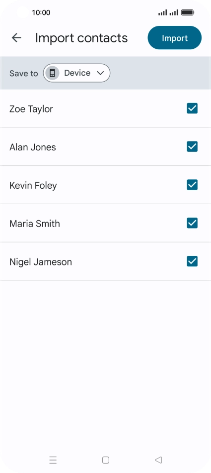 Press the fields next to the required contacts to select them. Press the fields next to the required contacts to select them.