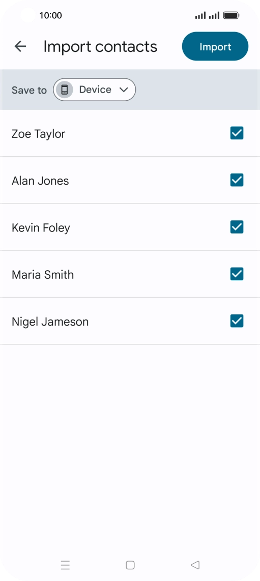 Press the fields next to the required contacts to select them. Press the fields next to the required contacts to select them.