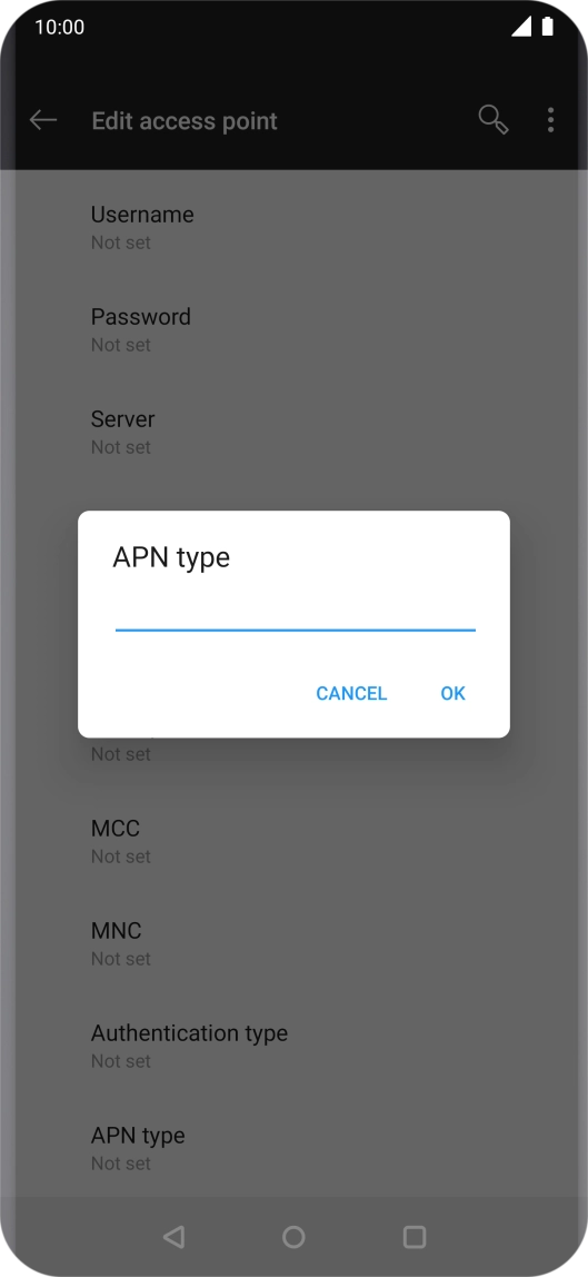 Key in default and press OK. Key in default and press OK.