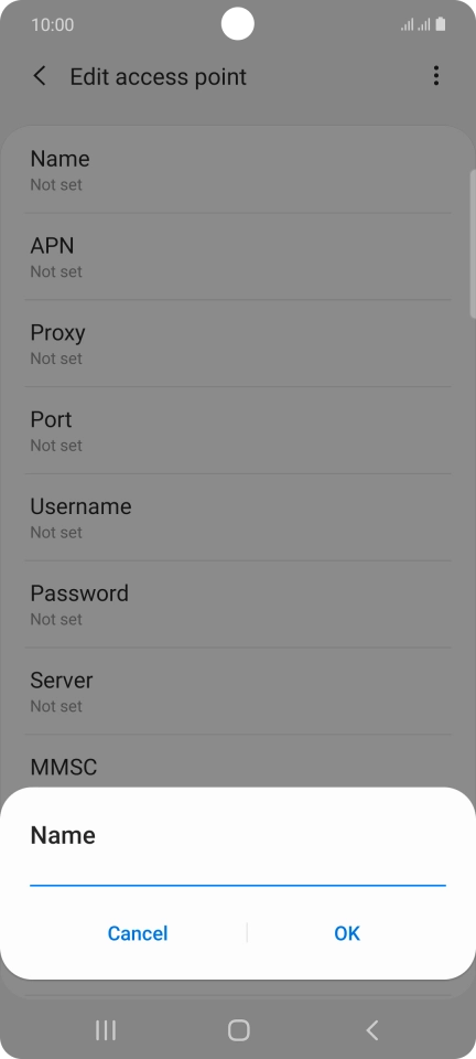 Key in EE Internet and press OK. Key in EE Internet and press OK.