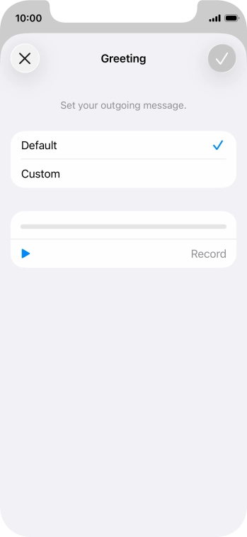 Press Default to select the default greeting. Press Default to select the default greeting.