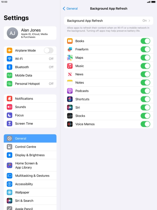 Press Background App Refresh. Press Background App Refresh.