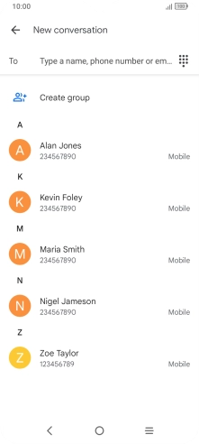 Press the search field and key in the first letters of the recipient's name. Press the search field and key in the first letters of the recipient's name.