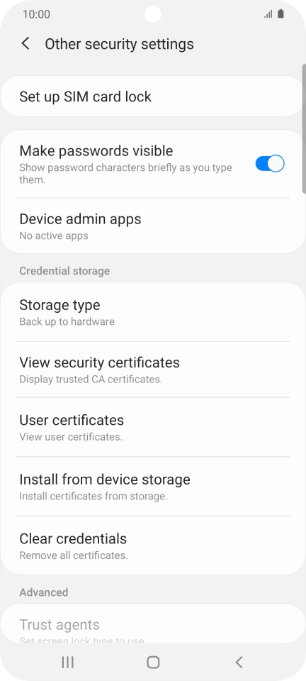 Press Set up SIM card lock. Press Set up SIM card lock.