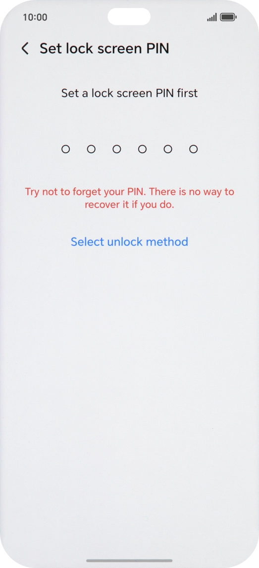 Press Select unlock method. Press Select unlock method.