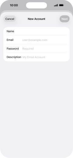 Press Password and key in the password for your email account. Press Password and key in the password for your email account.