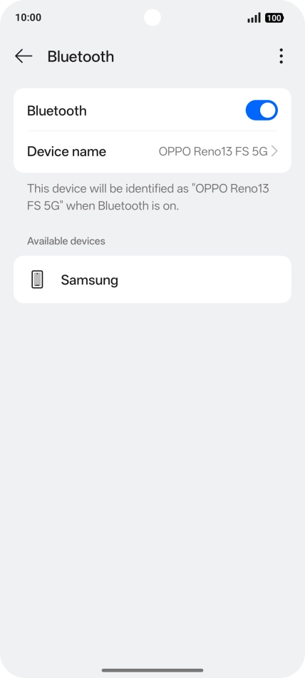 Press the required Bluetooth device and follow the instructions on the screen to pair the device with your phone. Press the required Bluetooth device and follow the instructions on the screen to pair the device with your phone.