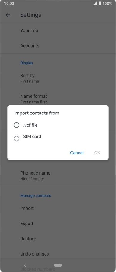 Press SIM card. Press SIM card.