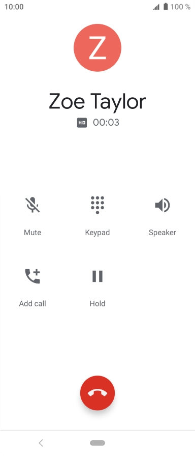Press the end call icon. Press the end call icon.