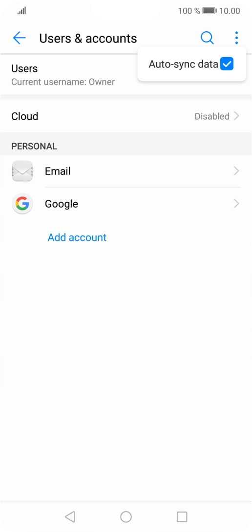 Press Auto-sync data to turn the function on or off. Press Auto-sync data to turn the function on or off.